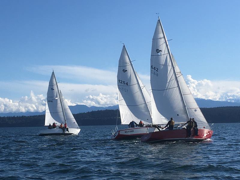 Racecourse action at the 2021 Thunderbird PNW Championship Regatta photo copyright the Thunderbird Class Association taken at Port Townsend Yacht Club and featuring the Thunderbird class