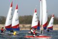 George Meredith leads the fleet during the Topper open at Great Moor SC © Sue Johnson