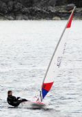 Local sailor Angus Gray-Stephens during the Scottish Topper Traveller at Tarbert Loch Fyne © Colin Hunter