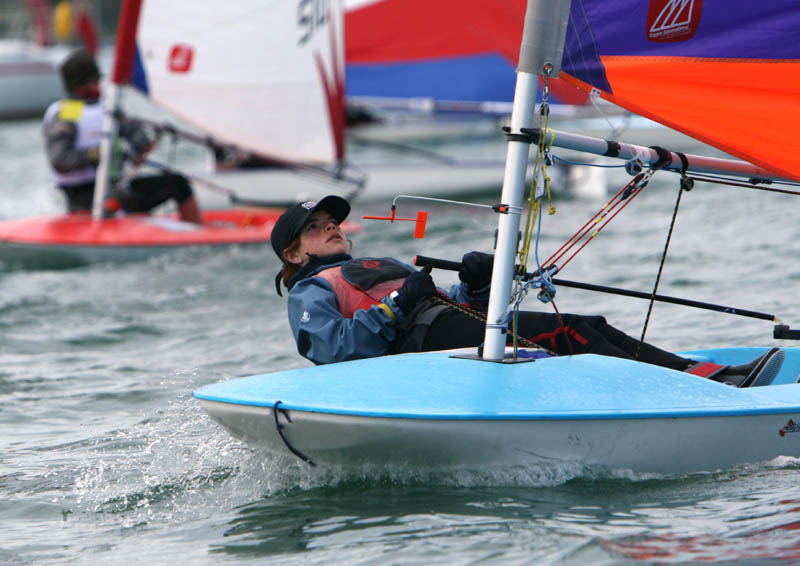Action from the South West Region Topper open at Castle Cove in Weymouth photo copyright Steve Bell / www.fotoboat.com taken at Castle Cove Sailing Club and featuring the Topper class