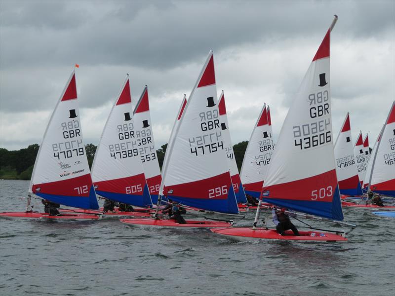 Startline action during the Stride Treglown Welsh Open Topper Championships at Llandegfedd photo copyright Will Willet taken at Llandegfedd Sailing Club and featuring the Topper class