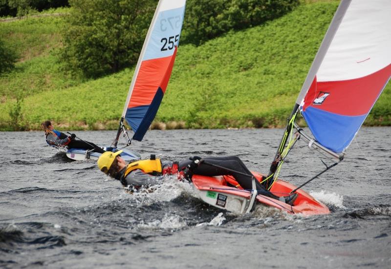 Toppers during the the Derbyshire Youth Sailing 2015 Series at Glossop photo copyright Phil Hewitt taken at Glossop Sailing Club and featuring the Topper class