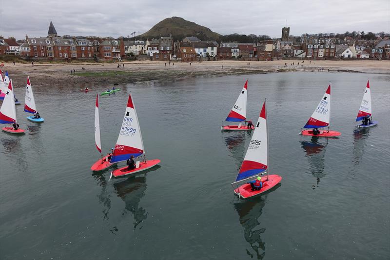 Light winds on Sunday during the Topper Academy weekend at East Lothian photo copyright Derek Braid taken at East Lothian Yacht Club and featuring the Topper class