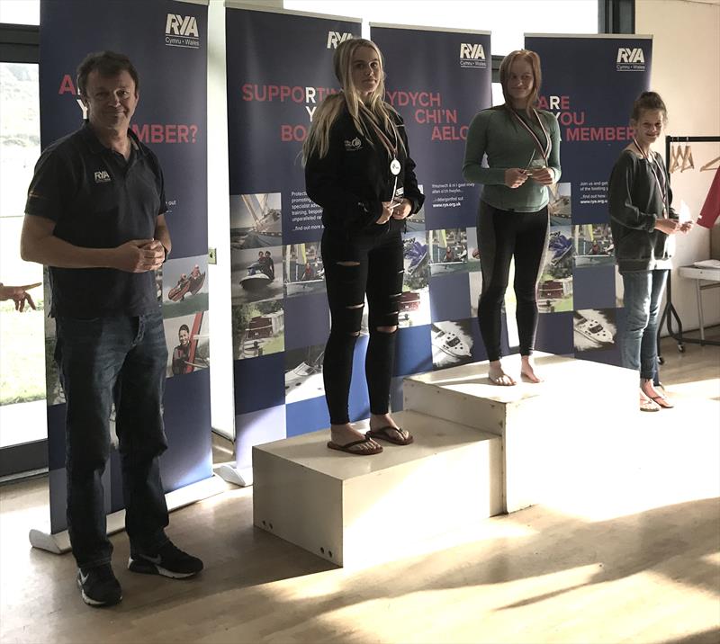 Topper girls podium during the RYA Welsh Zone Championships - photo © RYA Cymru Wales