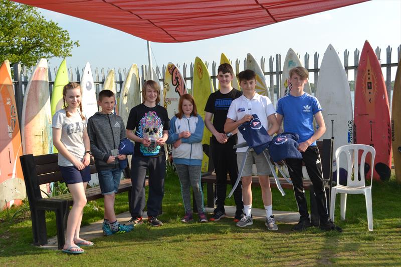The prize winners in the Chase Youth Sailing Gazebo during the Midlands Topper Traveller photo copyright V Turnbull taken at Chase Sailing Club and featuring the Topper class