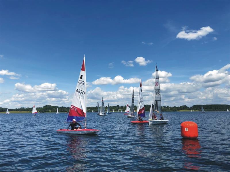 Approaching the windward mark during the first race of the Draycote Water Midlands Champion Race photo copyright Ian Macwhinnie taken at Draycote Water Sailing Club and featuring the Topper class