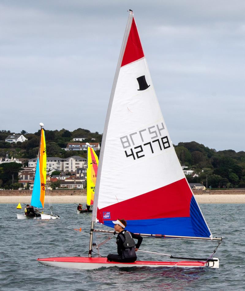 Oliver Boyle's Sea Shrimp during the Carey Olsen Jersey Regatta photo copyright Simon Ropert taken at Royal Channel Islands Yacht Club and featuring the Topper class