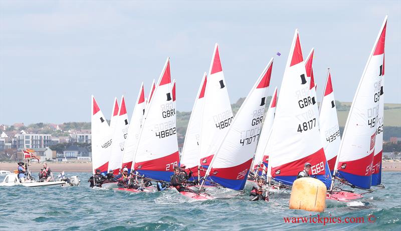 The start of the first race during the London & South East Topper Travellers at Shoreham photo copyright Warwick Baker / www.warwickpics.com taken at Shoreham Sailing Club and featuring the Topper class