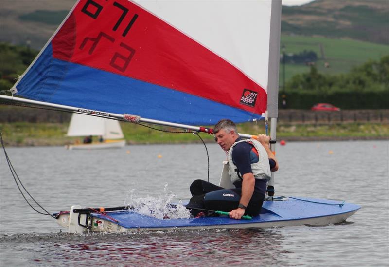 Hollingworth Lake Junior Regatta Week - Stuart Bithell's boat sprang a leak photo copyright Rhiann Bramwell taken at Hollingworth Lake Sailing Club and featuring the Topper class