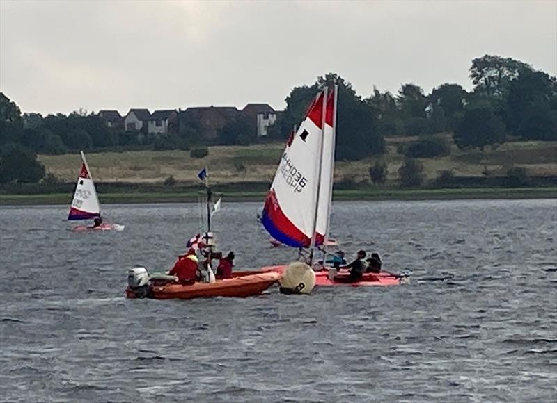 Midlands Topper Traveller Round 3 at Bartley - Photo Finish in Race 2 photo copyright Donna Powell taken at Bartley Sailing Club and featuring the Topper class