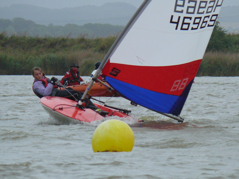 : Harriet Ward takes the lead during the Topper South East Traveller at Newhaven & Seaford SC photo copyright Mike Bovington taken at Newhaven & Seaford Sailing Club and featuring the Topper class