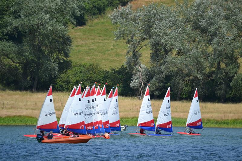 Thomas Chapman makes a flying start during the Midlands Topper Traveller Round 4 at Hollowell photo copyright Victoria Turnbull taken at Hollowell Sailing Club and featuring the Topper class