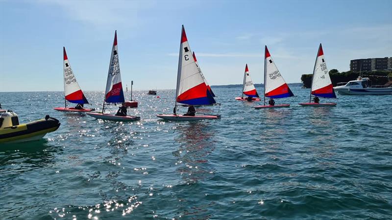 South West Topper coaching and racing at Paignton photo copyright Steve Gilboy taken at Paignton Sailing Club and featuring the Topper class