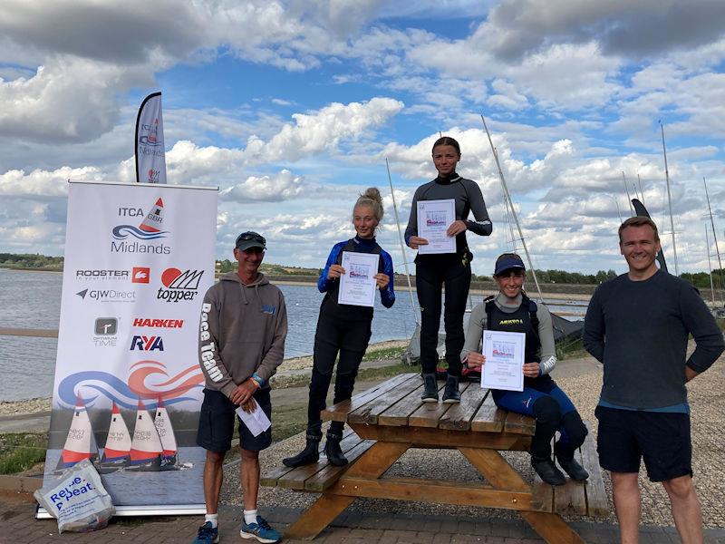 The 'podium' in the ITCA (GBR) Invitatonal Training at Draycote Water photo copyright Mike Powell taken at Draycote Water Sailing Club and featuring the Topper class