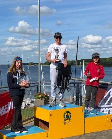 2021-22 GJW Direct National Series podium photo copyright Katy Barraclough taken at Rutland Sailing Club and featuring the Topper class