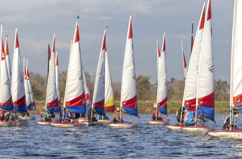 Startline action - Midlands Topper Traveller Series Round 3 at Notts County photo copyright Claire Turner taken at Notts County Sailing Club and featuring the Topper class