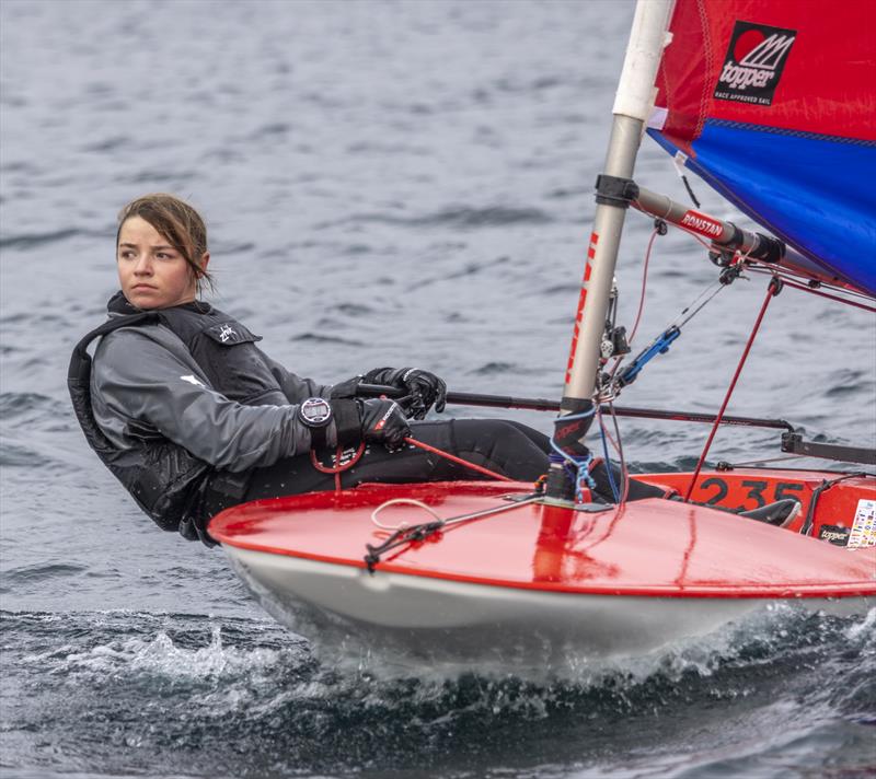 Katherine Gunn, winner of Junior Trophy and 8th overall in the Notts County SC First of the Year Race photo copyright David Eberlin taken at Notts County Sailing Club and featuring the Topper class