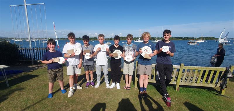 Trophy winners in the Rooster Southern Topper Traveller Series Event 5 at Bosham photo copyright Kyle Wood taken at Bosham Sailing Club and featuring the Topper class