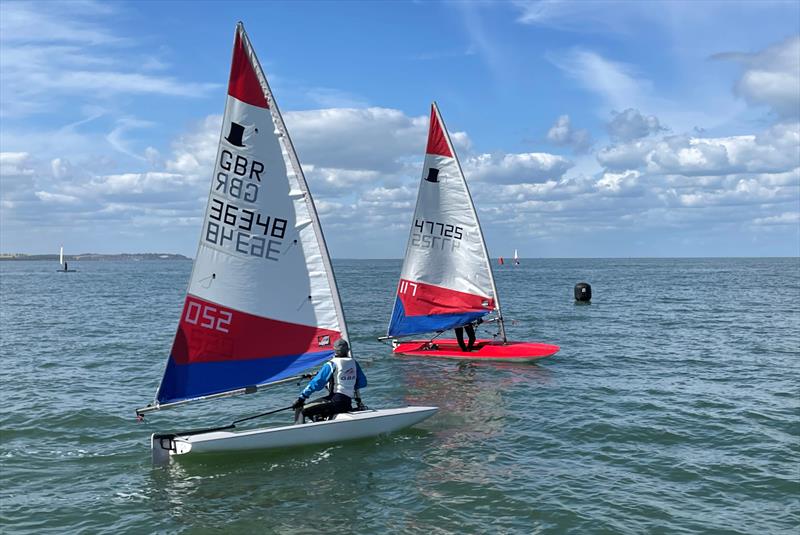 Traveller winner Joe Barton and third place finisher Lena Tokajuk - Topper London and SE event at Whitstable photo copyright Steve Gray taken at Whitstable Yacht Club and featuring the Topper class