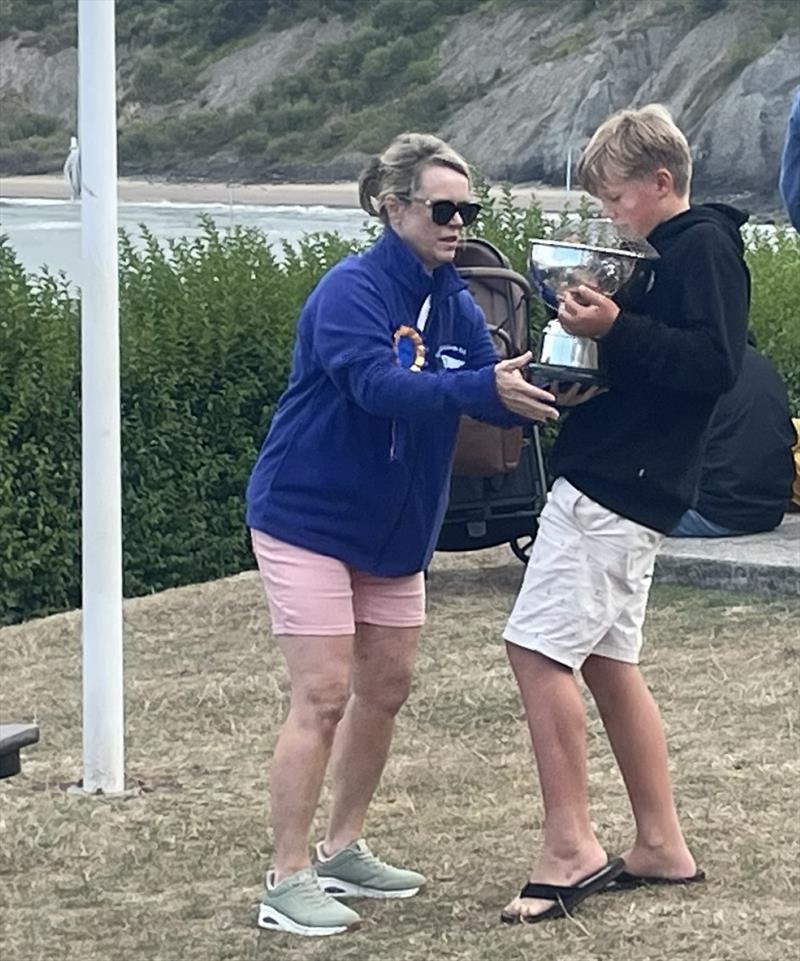 Ruben Cunliffe Receives Trophy for Under 21 from CBR President Susan Noormohammed in the Cardigan Bay Regatta at New Quay, Wales - photo © Roma Kearns
