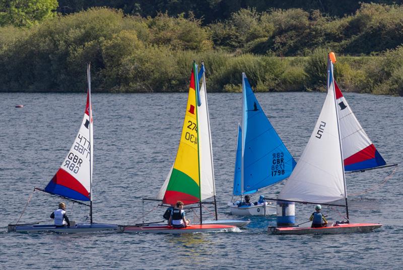 Close racing at the gybe mark - Junior and Youth open meeting at Notts County  photo copyright David Eberlin taken at Notts County Sailing Club and featuring the Topper class