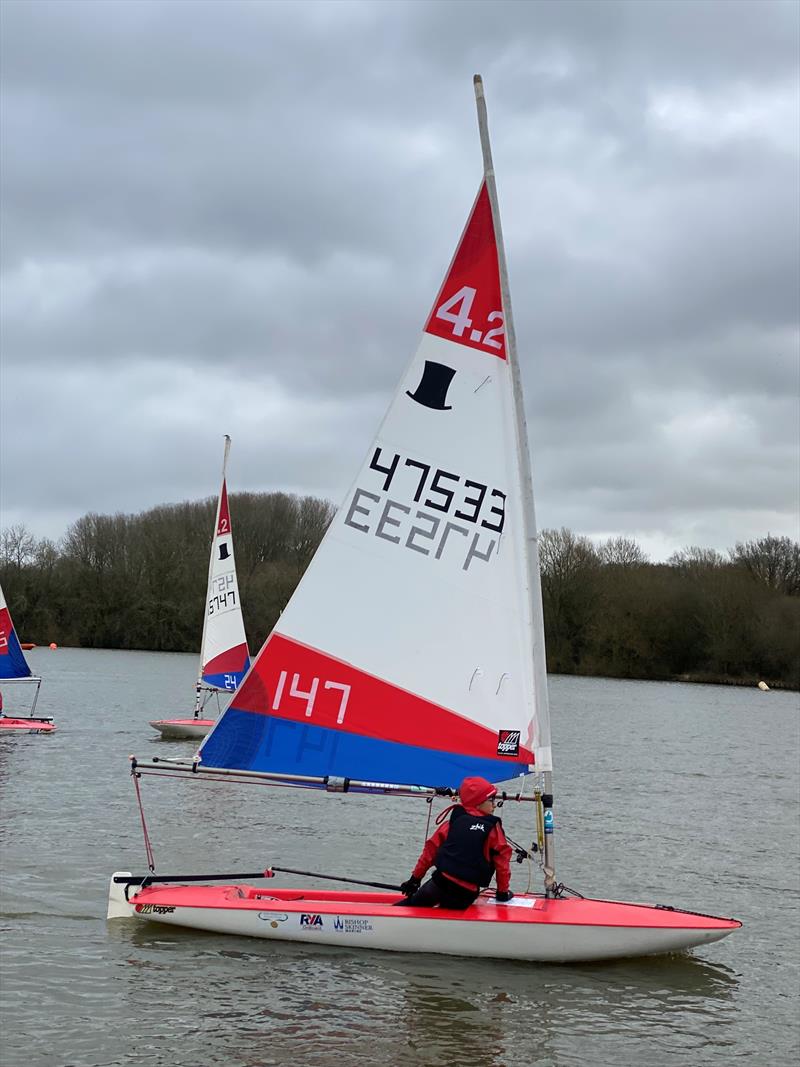 ITCA Midlands Topper Traveller Series 2022-23 Round 6 at Banbury - 4.2 Winner Hari Clark working hard to take the classification win  photo copyright Banbury SC taken at Banbury Sailing Club and featuring the Topper 4.2 class