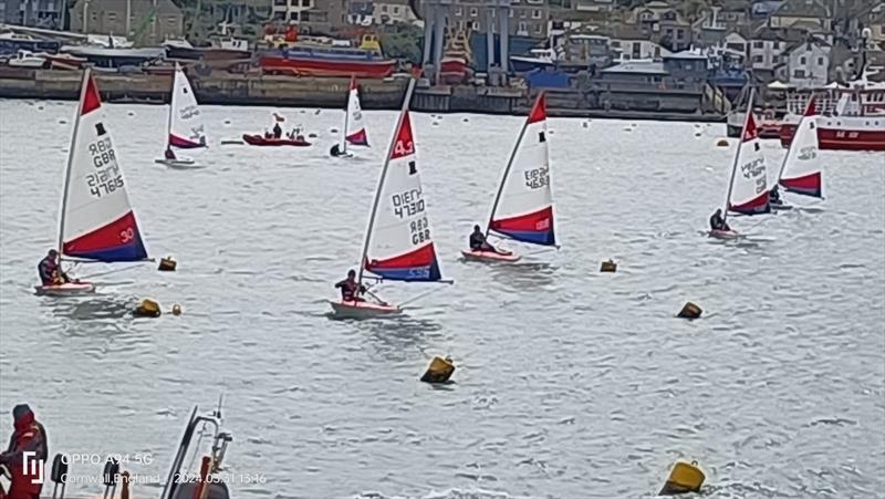 Pre-start during the Southwest Topper Traveller at Fowey photo copyright Stuart Browning taken at Fowey Gallants Sailing Club and featuring the Topper 4.2 class