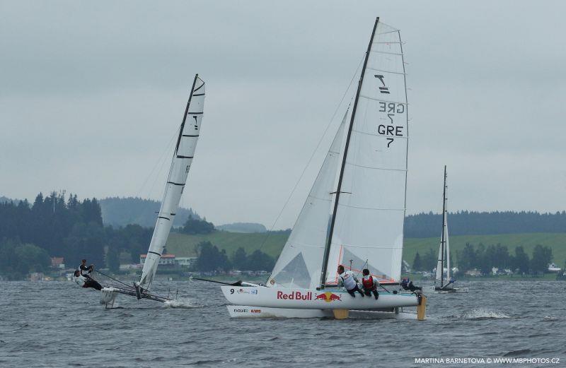 Red Bull at the Tornado Europeans at Lake Lipno, Czech Republic photo copyright Martina Barnetova taken at Yacht Club Jestrábí and featuring the Tornado class