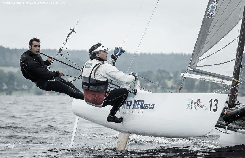 Hellenic Police at the Tornado Europeans at Lake Lipno, Czech Republic photo copyright Martina Barnetova taken at Yacht Club Jestrábí and featuring the Tornado class