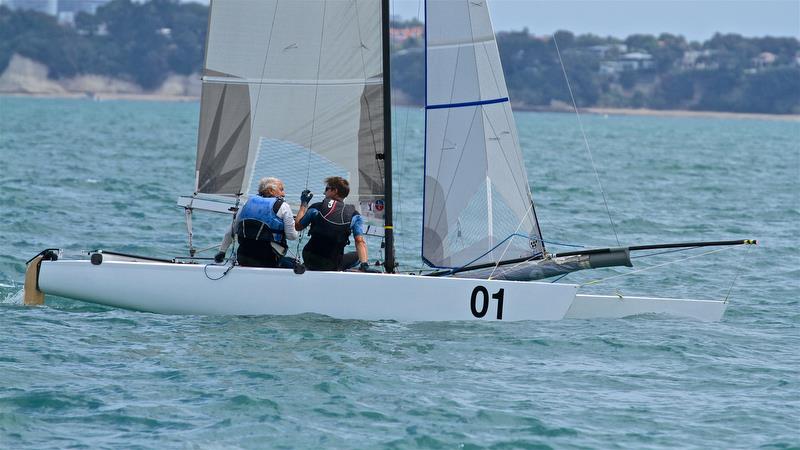 Rex Sellers gets his pre-start riding instructions from son Brett - Int Tornado Worlds - Day 4, presented by Candida, January 9, 2019 photo copyright Richard Gladwell taken at Takapuna Boating Club and featuring the Tornado class