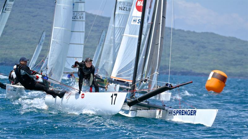 Top mark queue - Race 9 - Int Tornado Worlds - Day 5, presented by Candida, January 10, 2019 - photo © Richard Gladwell