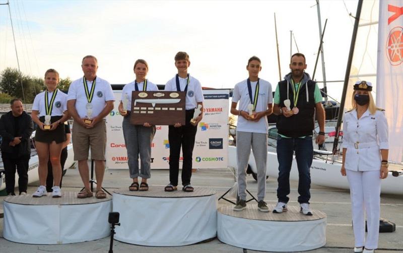 2021 Tornado Championship podium photo copyright Nikos Pantis taken at Nautical Club of Thessaloniki and featuring the Tornado class