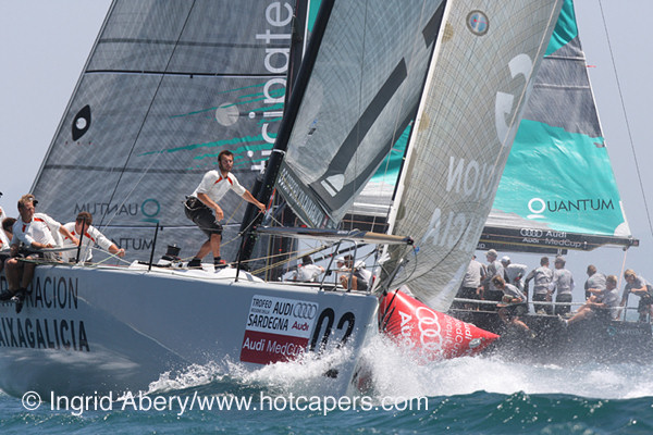 The Mistral deals fireworks on day four of the TP52 Audi MedCup in Cagliari photo copyright Ingrid Abery / www.hotcapers.com taken at  and featuring the TP52 class