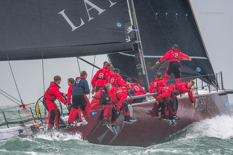 Gladiator on a very windy day 6 at Lendy Cowes Week 2017 photo copyright Sam Kurtul / www.worldofthelens.co.uk taken at Cowes Combined Clubs and featuring the TP52 class