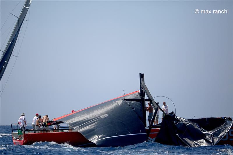 Provezza drops her rig on day 1 of the Rolex TP52 World Championship Puerto Portals 2019 - photo © Max Ranchi / www.maxranchi.com