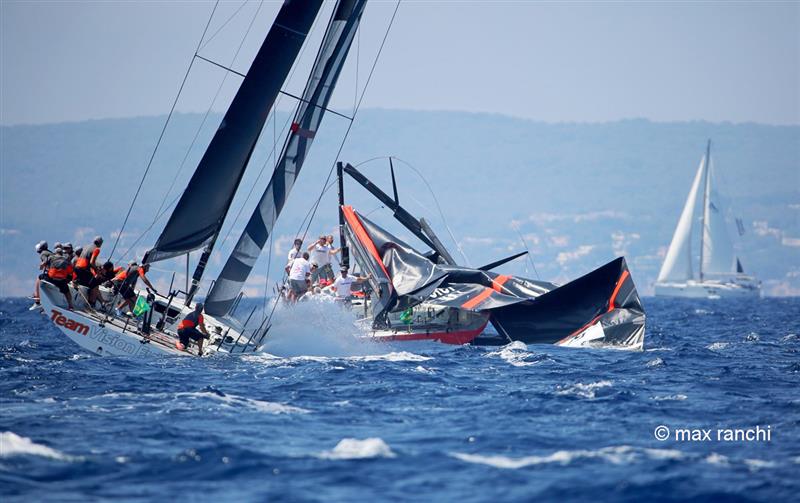 Provezza drops her rig on day 1 of the Rolex TP52 World Championship Puerto Portals 2019 photo copyright Max Ranchi / www.maxranchi.com taken at  and featuring the TP52 class