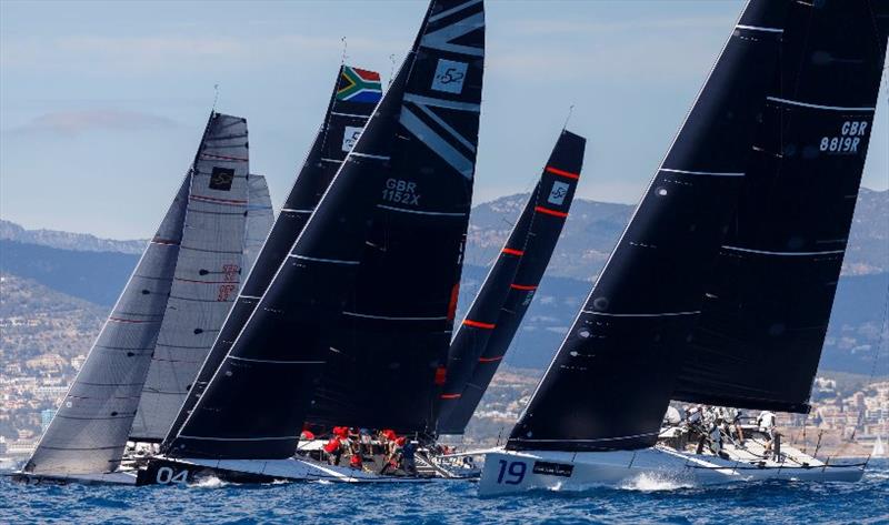 The TP52 fleet sailing on the Bay of Palma during the last edition of the Sail Racing PalmaVela photo copyright Nico Martinez taken at Real Club Náutico de Palma and featuring the TP52 class