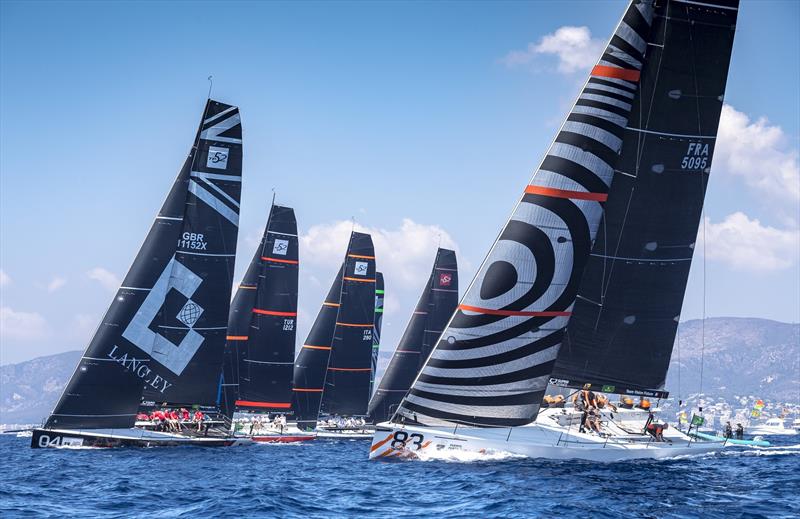 Team Vision Future (Bow 83) and Gladiator (Bow 04) shortly after the start of the first race of the 2019 Championship photo copyright Kurt Arrigo / Rolex taken at  and featuring the TP52 class