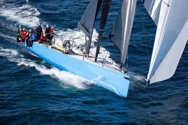 Warrior Won on her way to win Transpac 2021 with first overall and the Merlin Trophy photo copyright David Baker taken at Hawaii Yacht Club and featuring the TP52 class