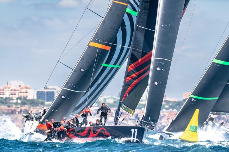 The athleticism of the crew is also tested in strong winds - 2022 Rolex TP52 World Championship photo copyright Kurt Arrigo / Rolex taken at Clube Naval de Cascais and featuring the TP52 class