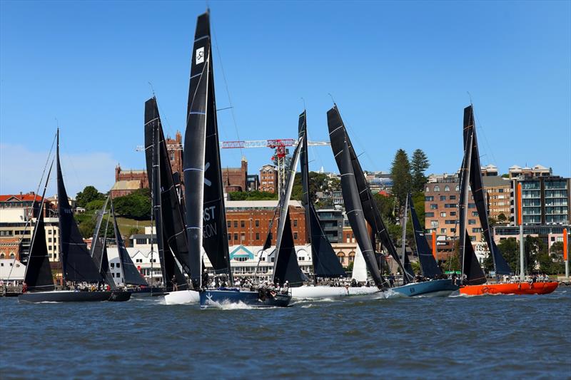 Passage race start Newcastle Harbour - SailFest Newcastle Regatta and Australian Yachting Championships Day 2 photo copyright Promocean Media taken at Newcastle Cruising Yacht Club and featuring the TP52 class