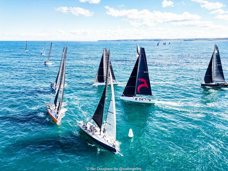 Matador rounds the top mark with SMB close behind during the SailFest Newcastle Regatta and Australian Yachting Championships photo copyright Nic Douglass for @sailorgirlHQ taken at Newcastle Cruising Yacht Club and featuring the TP52 class