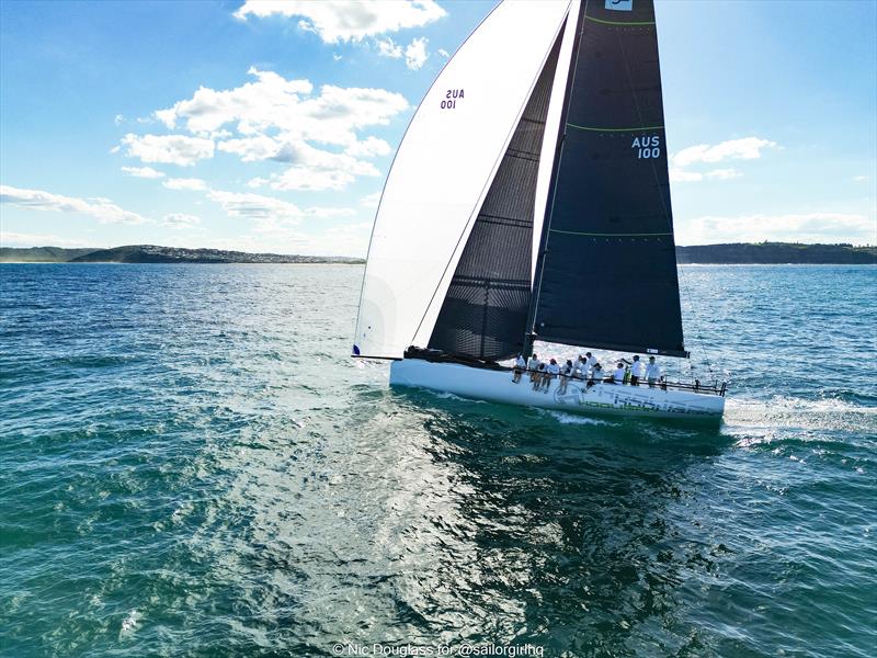 Hooligan steaming into the finish of the final race of the series during the SailFest Newcastle Regatta and Australian Yachting Championships photo copyright Nic Douglass for @sailorgirlHQ taken at Newcastle Cruising Yacht Club and featuring the TP52 class