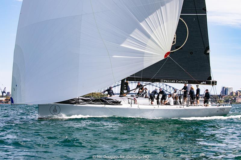 Highly Sprung featuring a hot shot youth crew thanks to Mark Spring at the LGT Wealth Management Australia Cup photo copyright Nic Douglass for @sailorgirlhq taken at Cruising Yacht Club of Australia and featuring the TP52 class