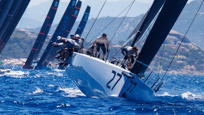 With two third-place finishes, Vayu (bow number 27) leads the provisional standings alongside Sled in the Rolex TP52 World Championship - photo © Nico Martinez / 52 Super Series