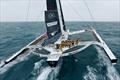 Arrival of Alexia Barrier and his crew of The Famous Project CIC Dee Caffari, Annemieke Bes, Deborah Blair, Molly LaPointe, Támara Echegoyen, Stacey Jackson and Rebecca Gmür Hornell – aboard Maxi Trimaran IDEC Sport off Ouessant, after Jules Verne Trophy