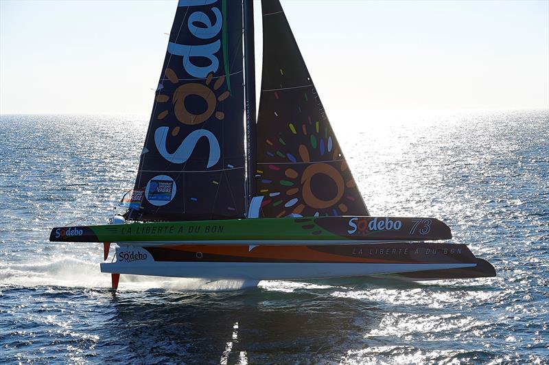 Sodebo during the Transat Jacques Vabre photo copyright Yvan Zedda taken at  and featuring the Trimaran class