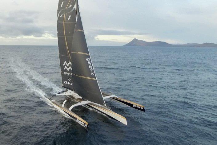 Yann Guichard and Spindrift 2 at Cape Horn during their Jules Verne Trophy record attempt photo copyright Eloi Stichelbaut / Spindrift racing taken at  and featuring the Trimaran class