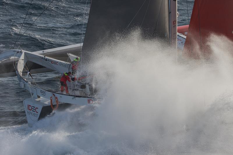 IDEC SPORT during their Jules Verne Trophy record attempt photo copyright Jean-Marie Liot / DPPI / IDEC SPORT taken at  and featuring the Trimaran class