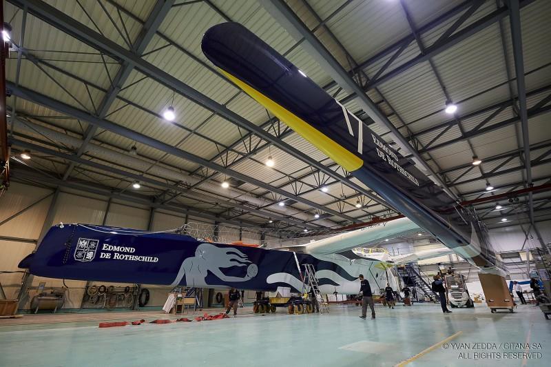 The Maxi Edmond de Rothschild is launched photo copyright Yvan Zedda / GITANA SA taken at  and featuring the Trimaran class